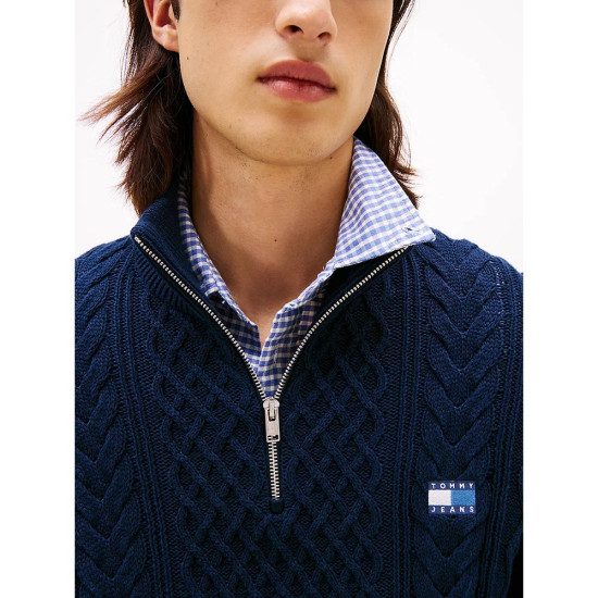 Tommy Hilfiger Ανδρική πλεκτή μπλούζα Cable Knit Quarter-Zip Slim Jumper
